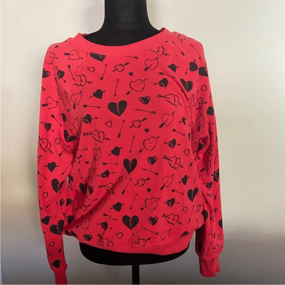 Wildfox Cupid Strikes Sommers Pullover Sweatshirt in Red Hearts M cotton